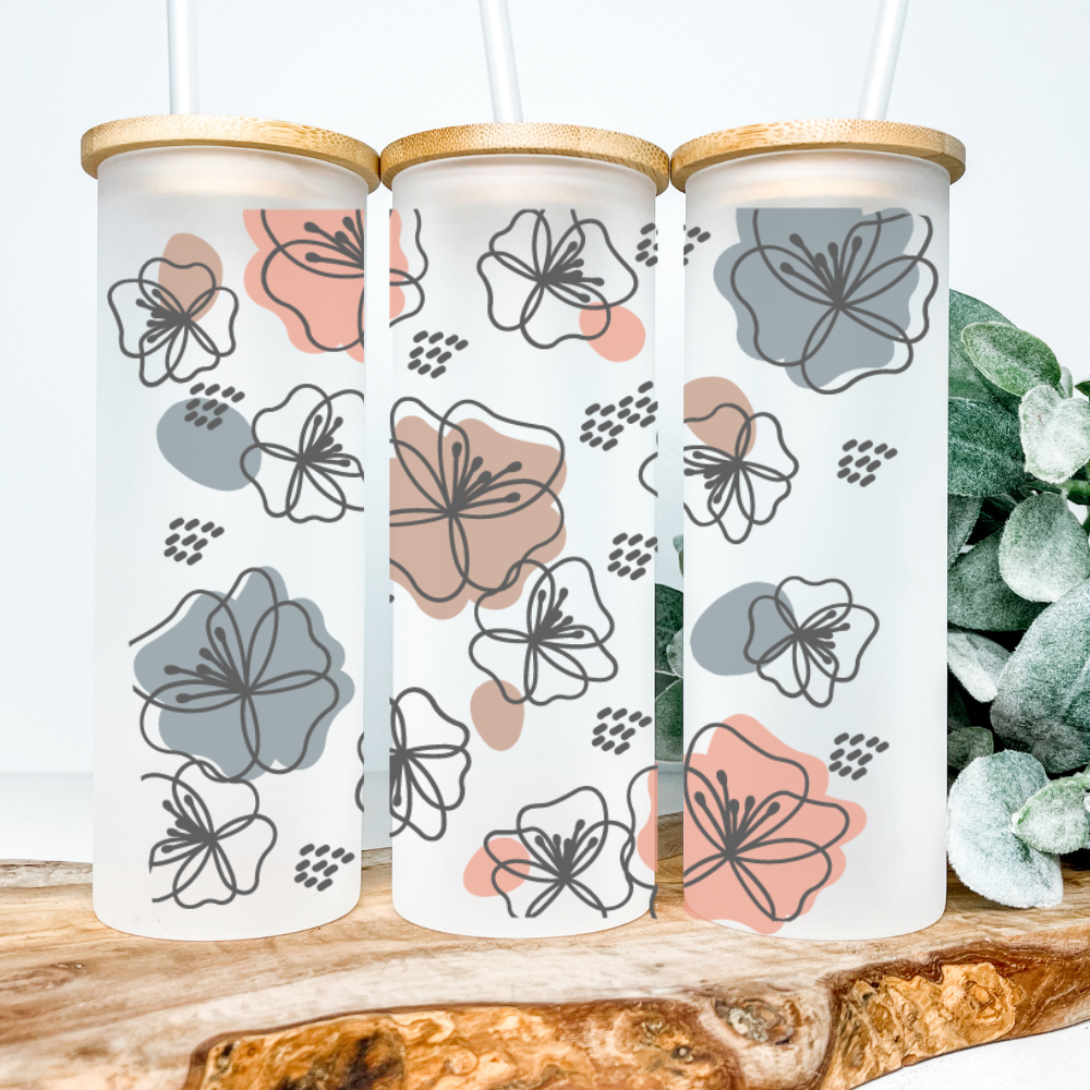 Boho Floral | UVDTF | 25oz Skinny Glass Tumbler