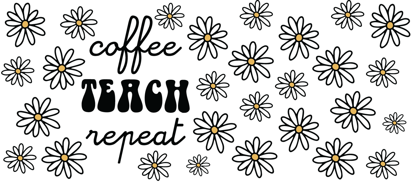 Coffee Teach Repeat | VINYL | 40 oz Glass Tumbler with Bamboo Lid & Straw