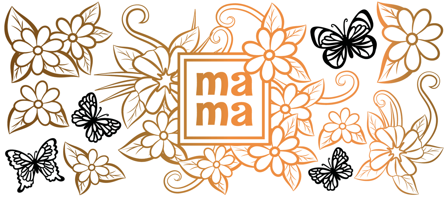 Mama Butterfly Flowers | UVDTF | 40 oz Glass Tumbler with Bamboo Lid & Straw