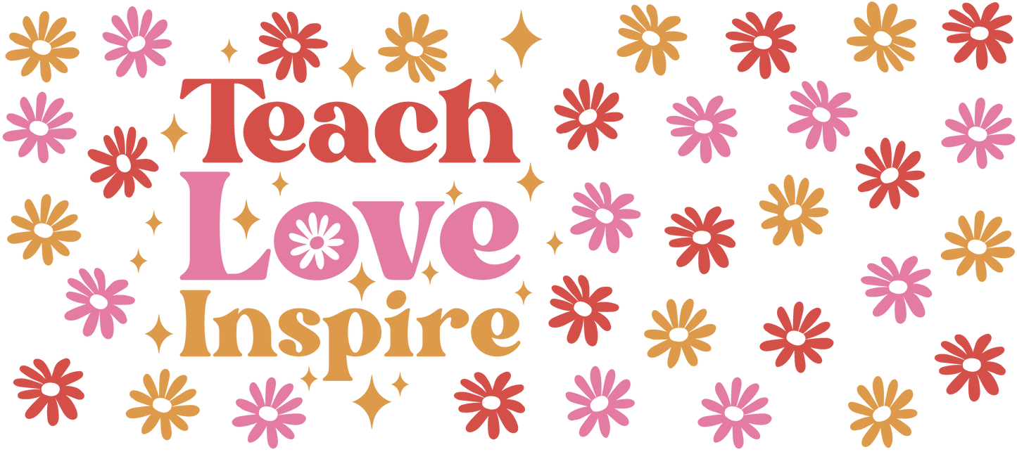 Teach Love Inspire | VINYL | 40 oz Glass Tumbler with Bamboo Lid & Straw