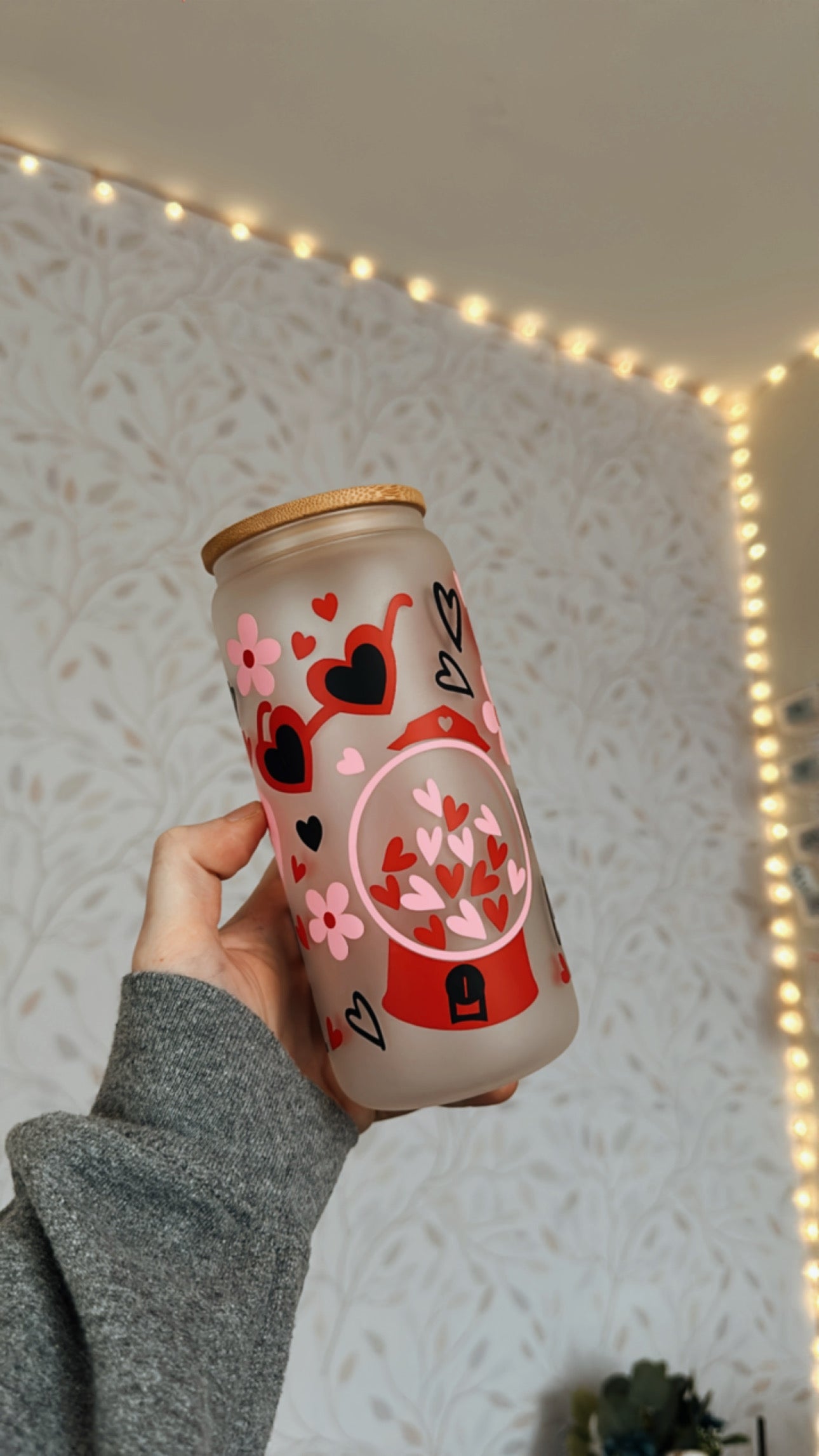 Love | VINYL | 20 oz Libbey Can Glass with Bamboo Lid & Straw