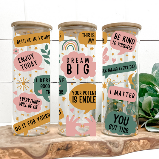 Self Love Notes | UVDTF | 25oz Skinny Glass Tumbler