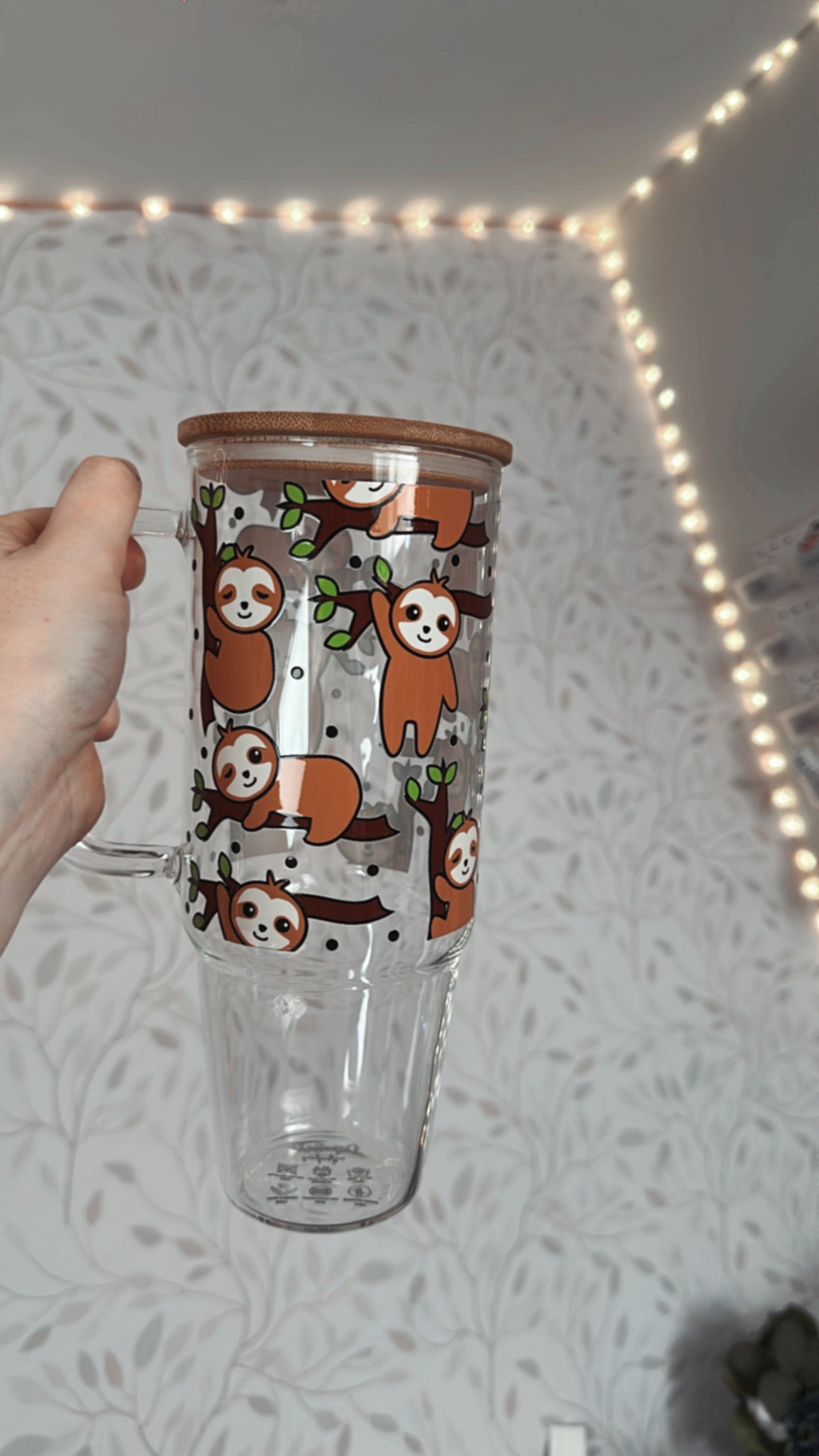 Sloths | UVDTF | 40 oz Glass Tumbler with Bamboo Lid & Straw