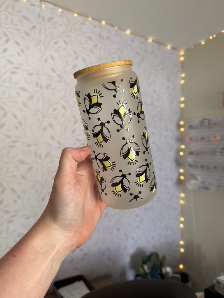 Fireflies | UVDTF | 20 oz Libbey Can Glass with Bamboo Lid & Straw