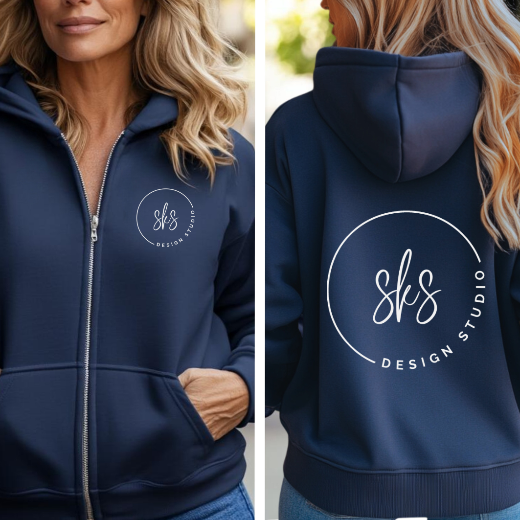 CUSTOM LOGO | Unisex Zip Up Hoodie