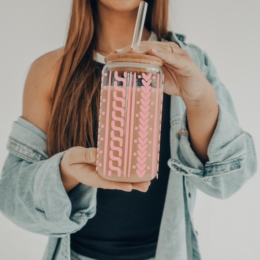 Sweater Weather | UVDTF | 20 oz Libbey Can Glass with Bamboo Lid & Straw