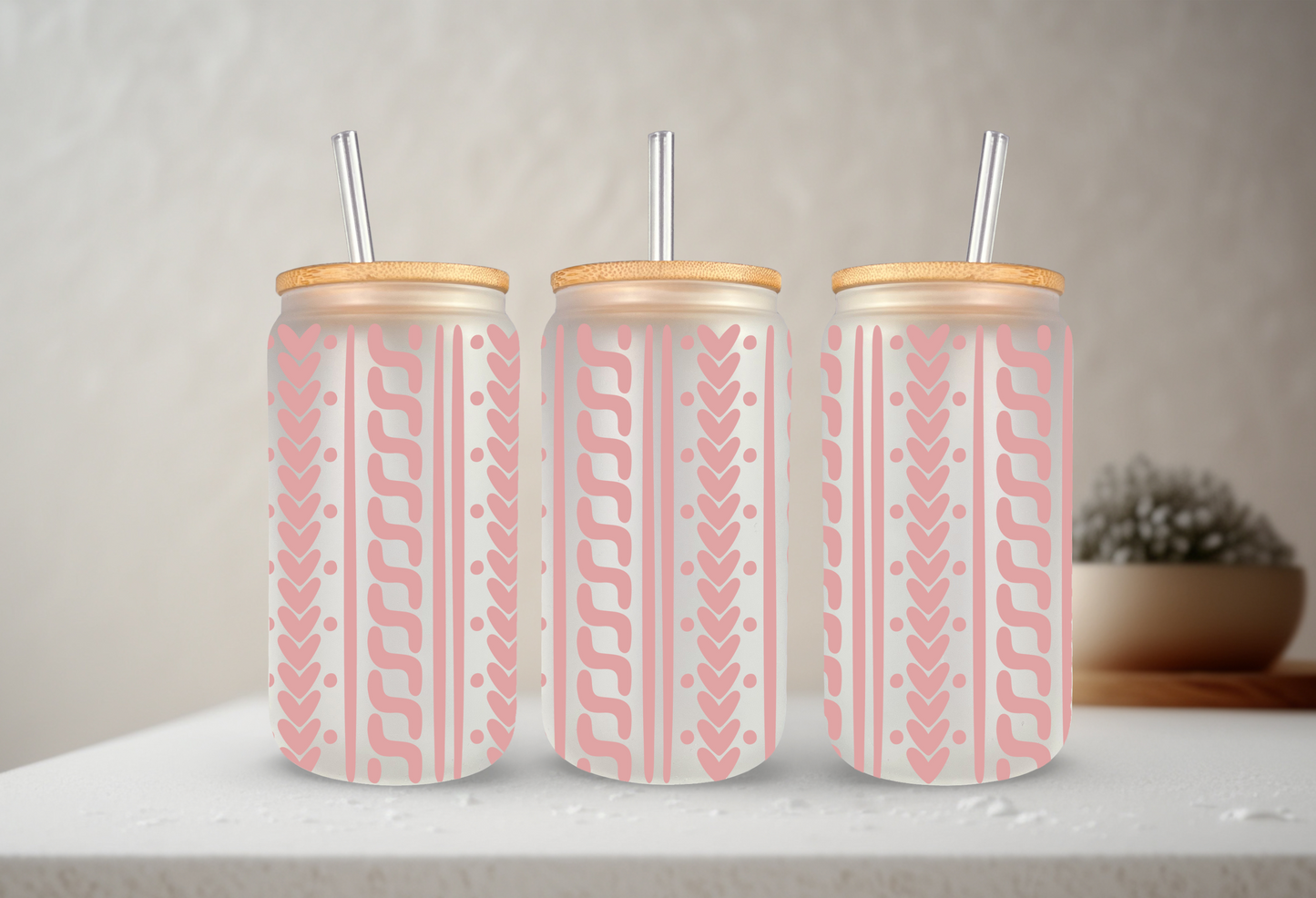 Sweater Weather | UVDTF | 20 oz Libbey Can Glass with Bamboo Lid & Straw