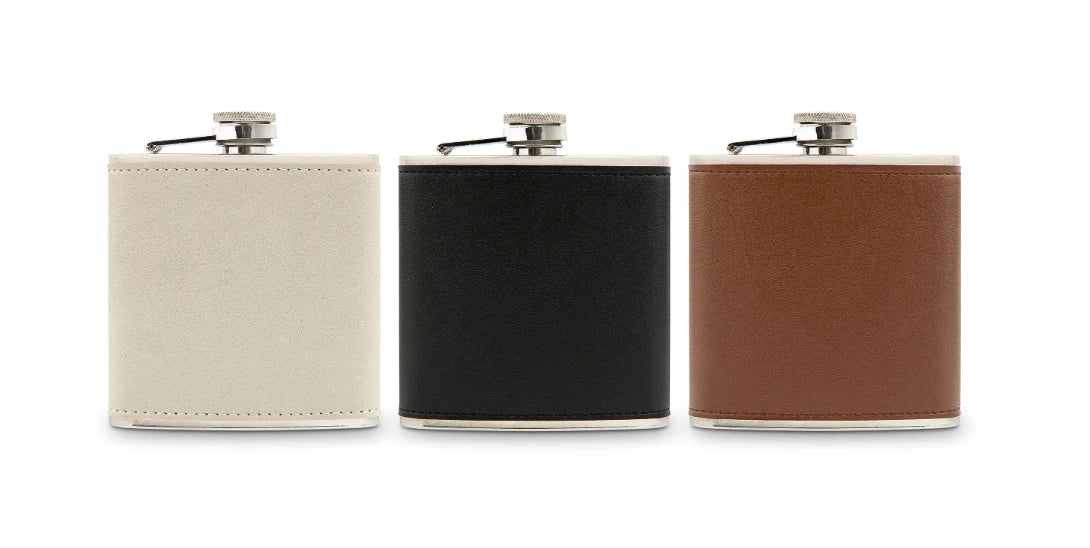 Faux Leather Wrapped Metal Hip Flask - Blank