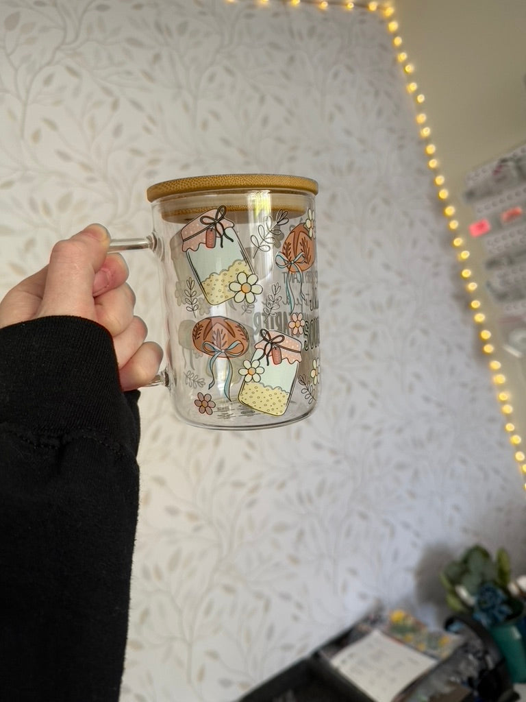 Sorry I Can't, I Have to Feed My Sourdough Starter | UVDTF | 15oz Mug with Handle, Bamboo Lid & Straw