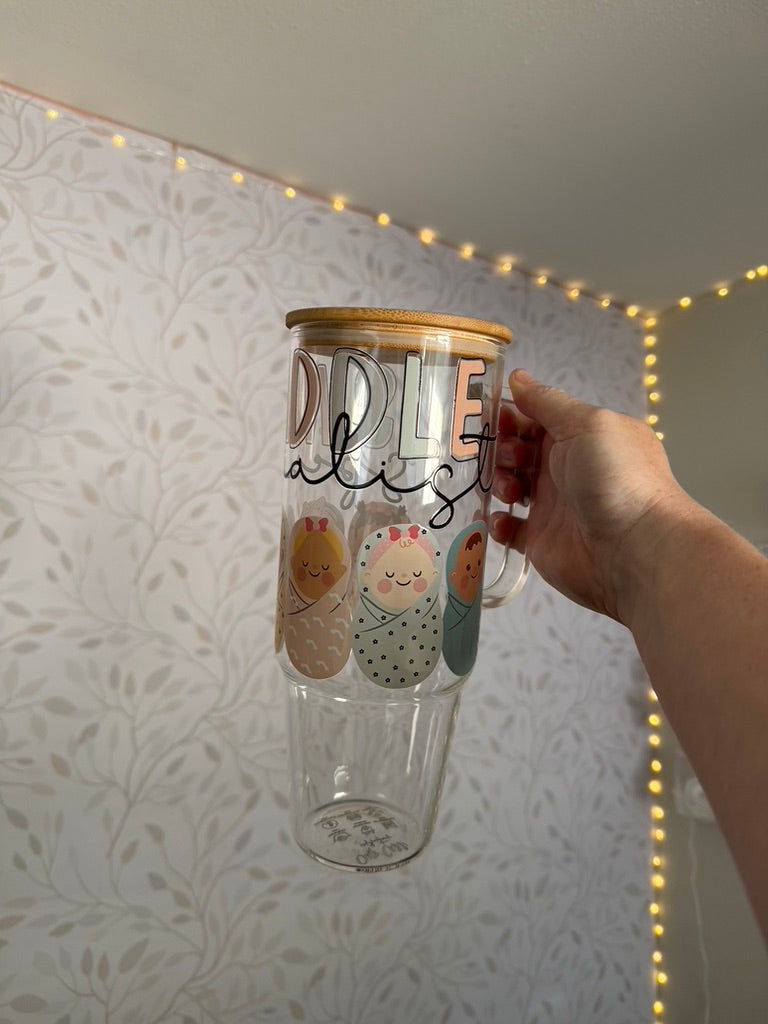 Swaddle Specialist | UVDTF | 40 oz Glass Tumbler with Bamboo Lid & Straw