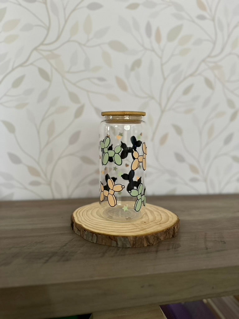 Balloon Dogs | UVDTF | 20 oz Libbey Can Glass with Bamboo Lid & Straw