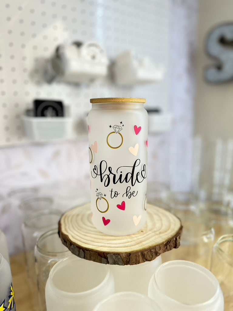 Bride To Be | UVDTF | 20 oz Libbey Can Glass with Bamboo Lid & Straw