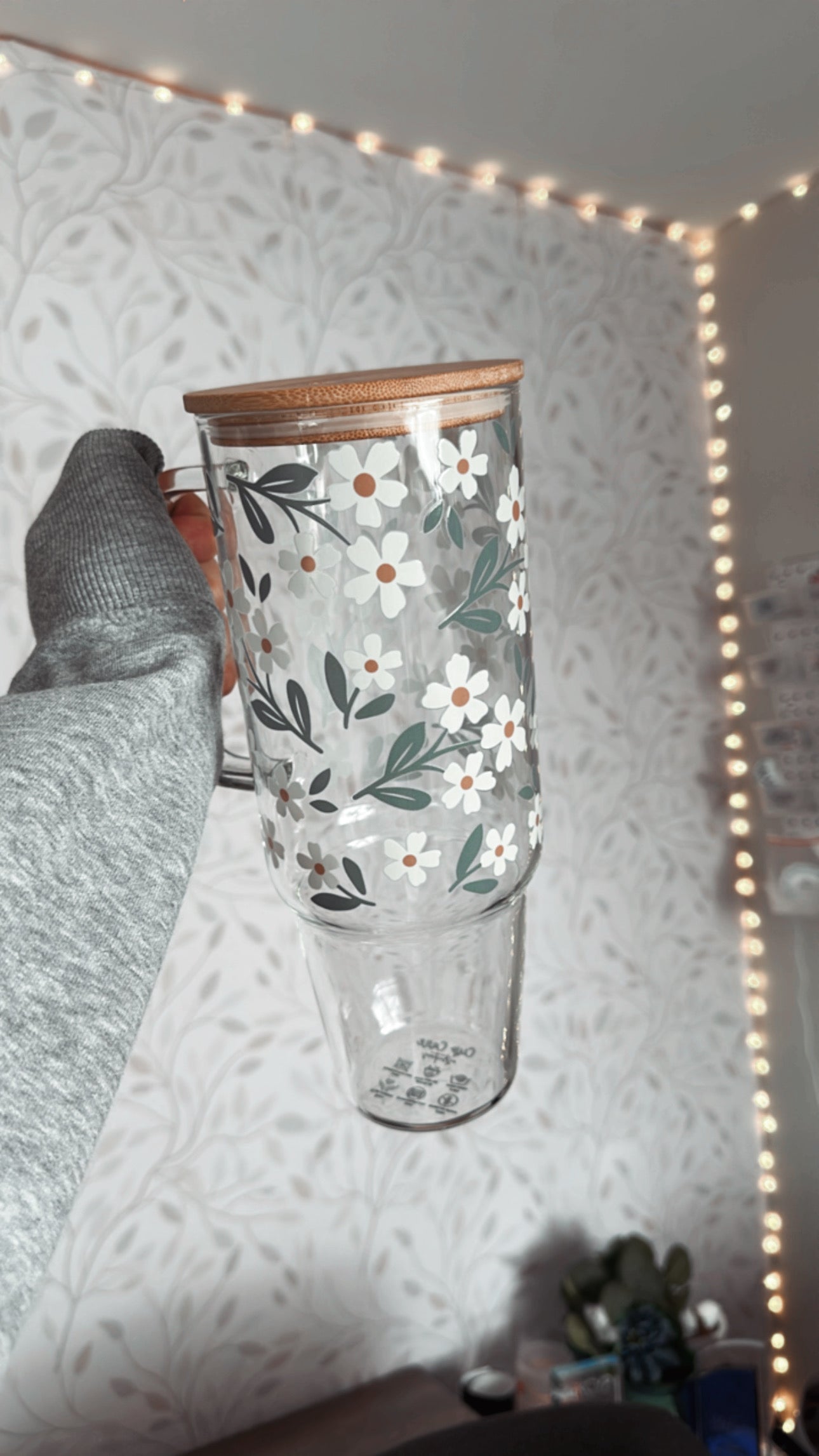Summer Daisies | UVDTF | 40 oz Glass Tumbler with Bamboo Lid & Straw