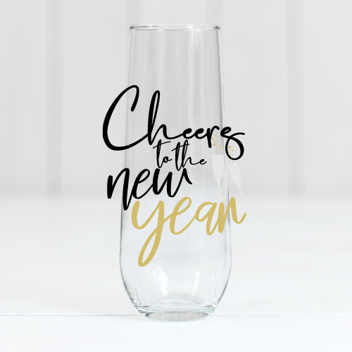 Cheers To The New Year | UVDTF | 10oz Stemless Flute Glass