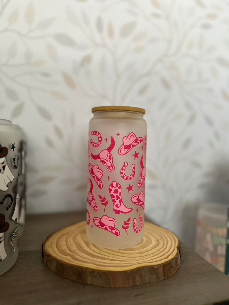 Cowgirl | UVDTF | 20 oz Libbey Can Glass with Bamboo Lid & Straw