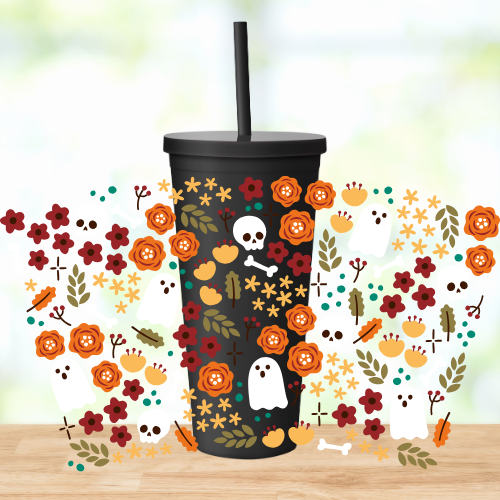 Floral Halloween | VINYL | 22oz Matte Acrylic Tumbler