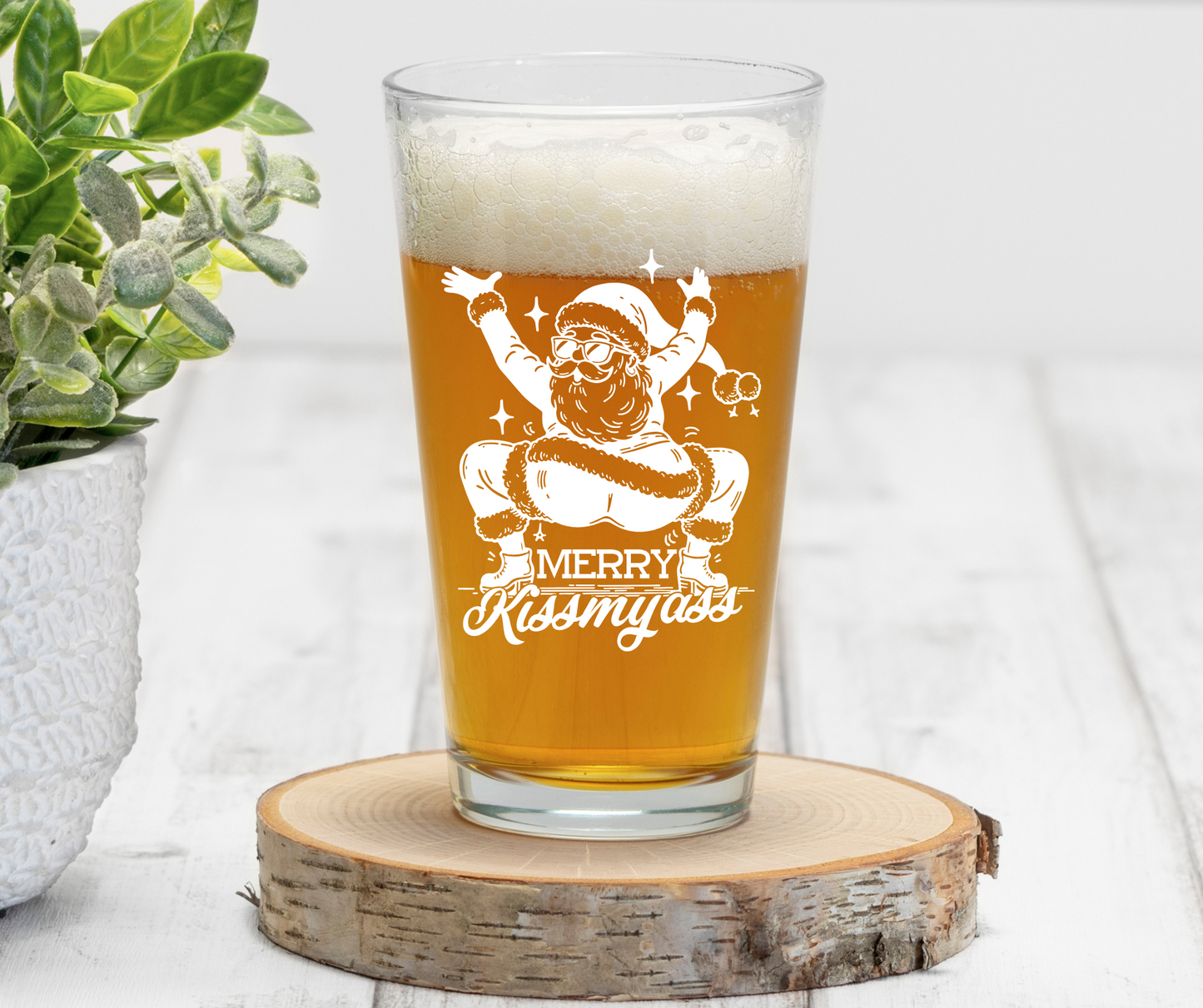 Merry Kissmyass | ENGRAVED | 16 oz Pint Glass