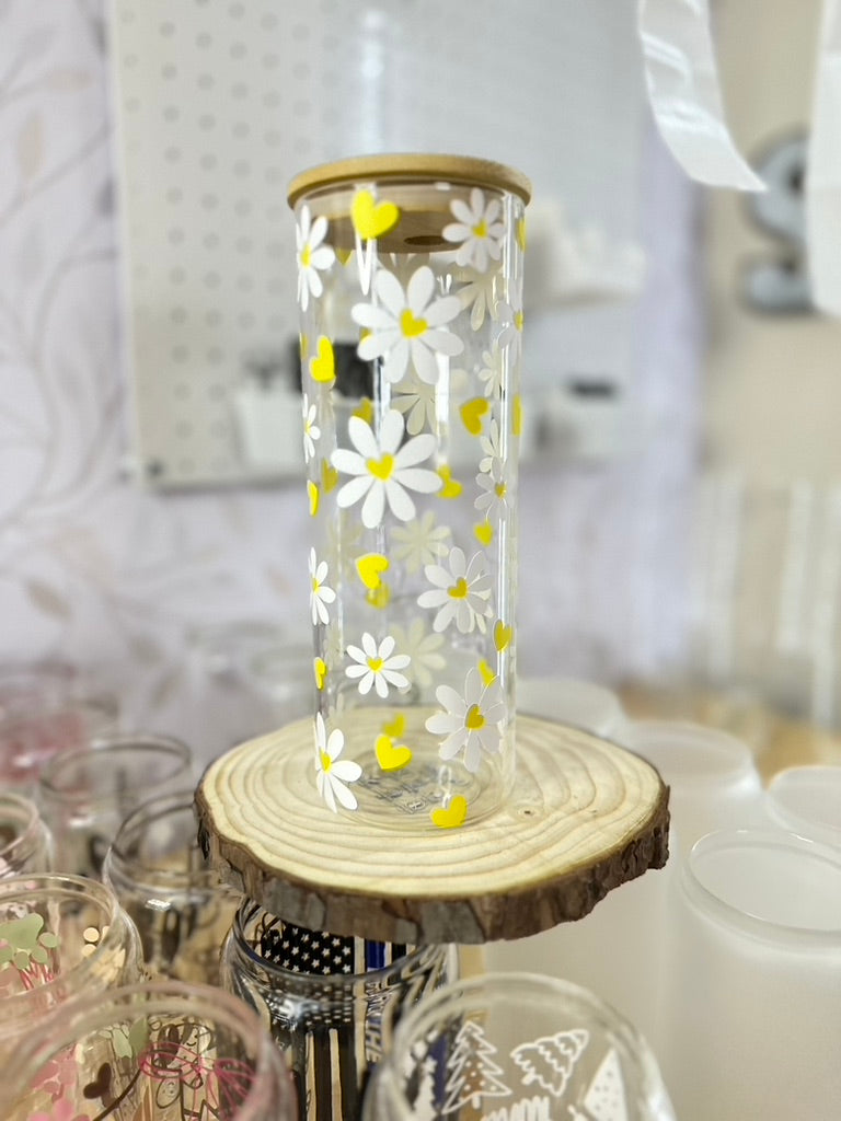 Daisy | UVDTF | 25oz Skinny Glass Tumbler