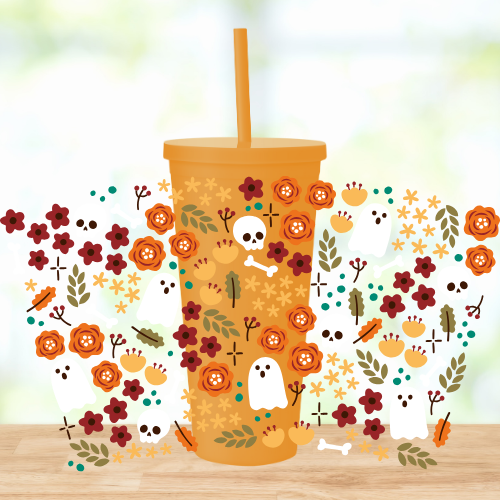 Floral Halloween | VINYL | 22oz Matte Acrylic Tumbler