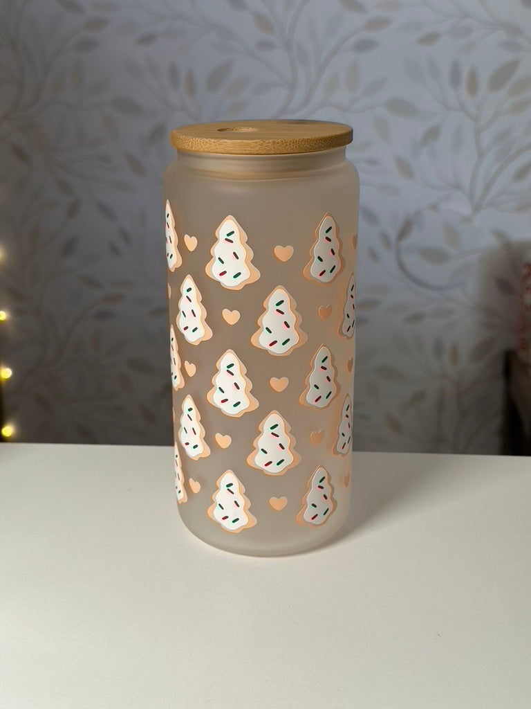 Christmas Tree Cookies | VINYL | 20 oz Libbey Can Glass with Bamboo Lid & Straw