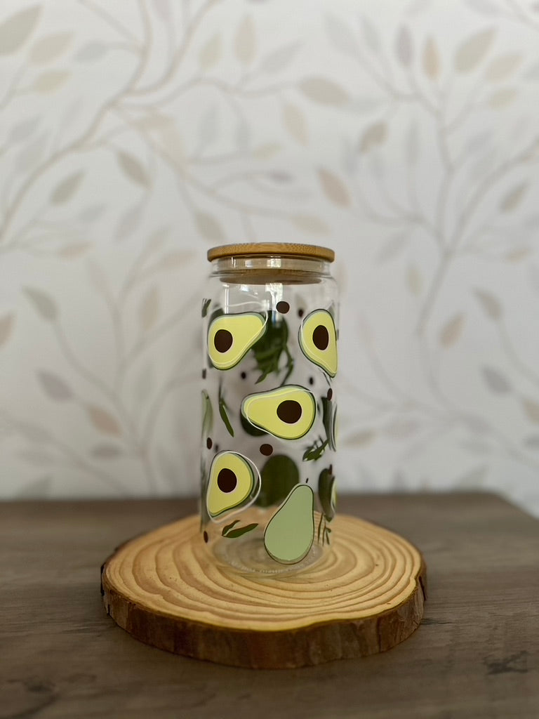 Avocado | VINYL | 20 oz Libbey Can Glass with Bamboo Lid & Straw