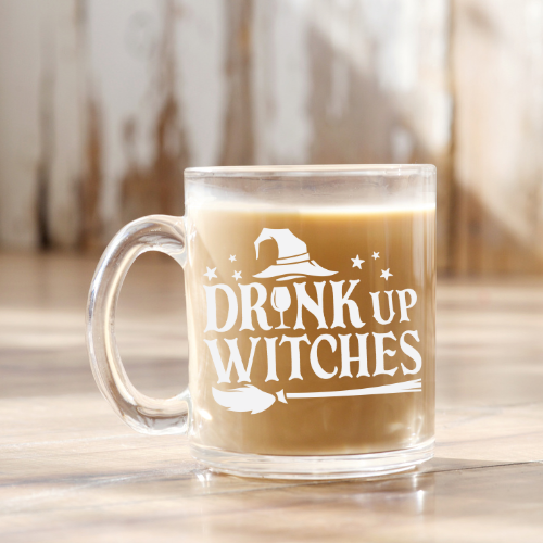 Drink Up Witches | UVDTF | 12 oz Clear Coffee Mug