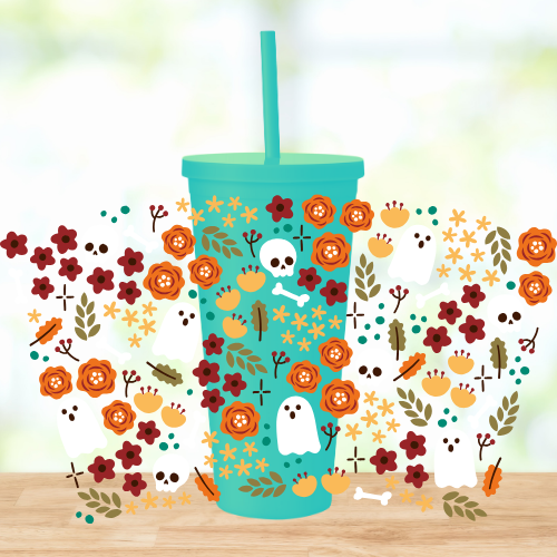 Floral Halloween | VINYL | 22oz Matte Acrylic Tumbler