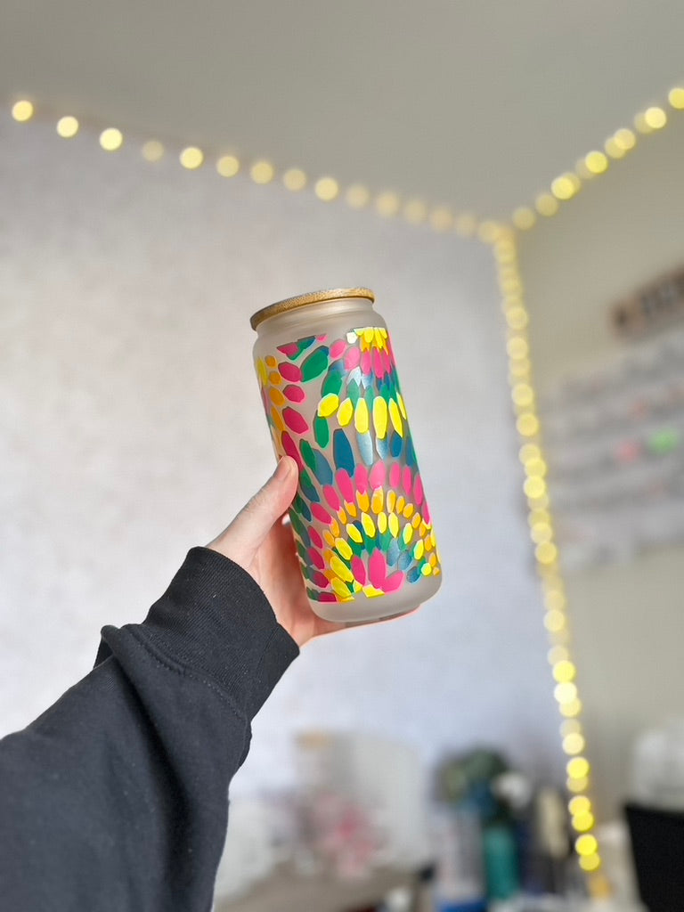 Tie Dye | UVDTF | 20 oz Libbey Can Glass with Bamboo Lid & Straw