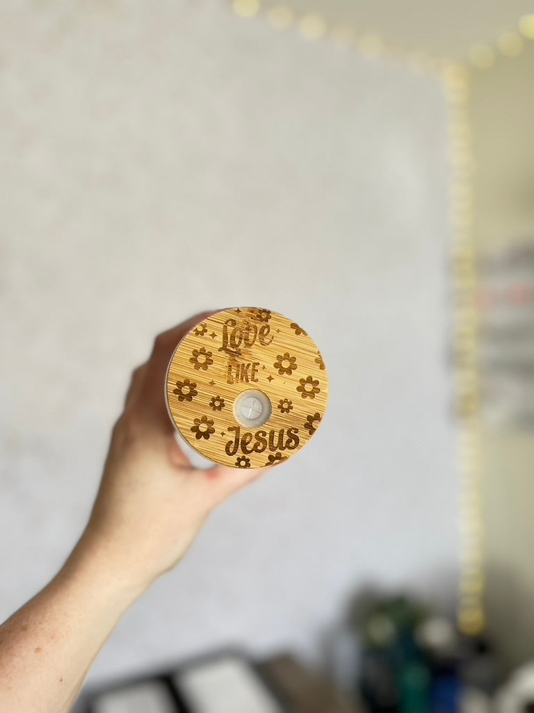 Love Like Jesus | UVDTF | 20 oz Libbey Can Glass with Bamboo Lid & Straw
