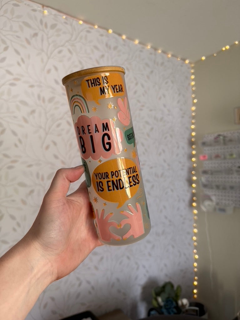 Self Love Notes | UVDTF | 25oz Skinny Glass Tumbler