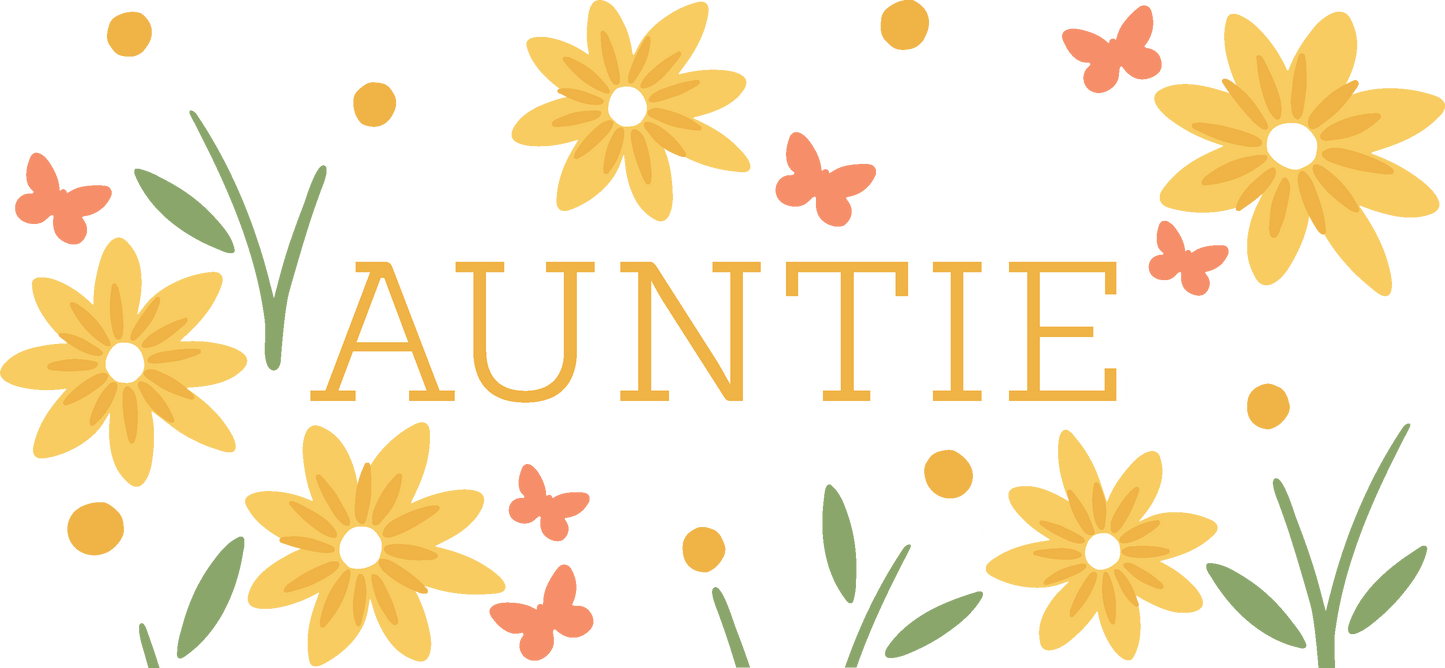 Summer Meadow - Auntie | UVDTF | 40 oz Glass Tumbler with Bamboo Lid & Straw