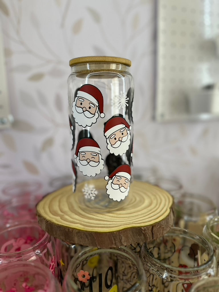 Santa | VINYL | 20 oz Libbey Can Glass with Bamboo Lid & Straw