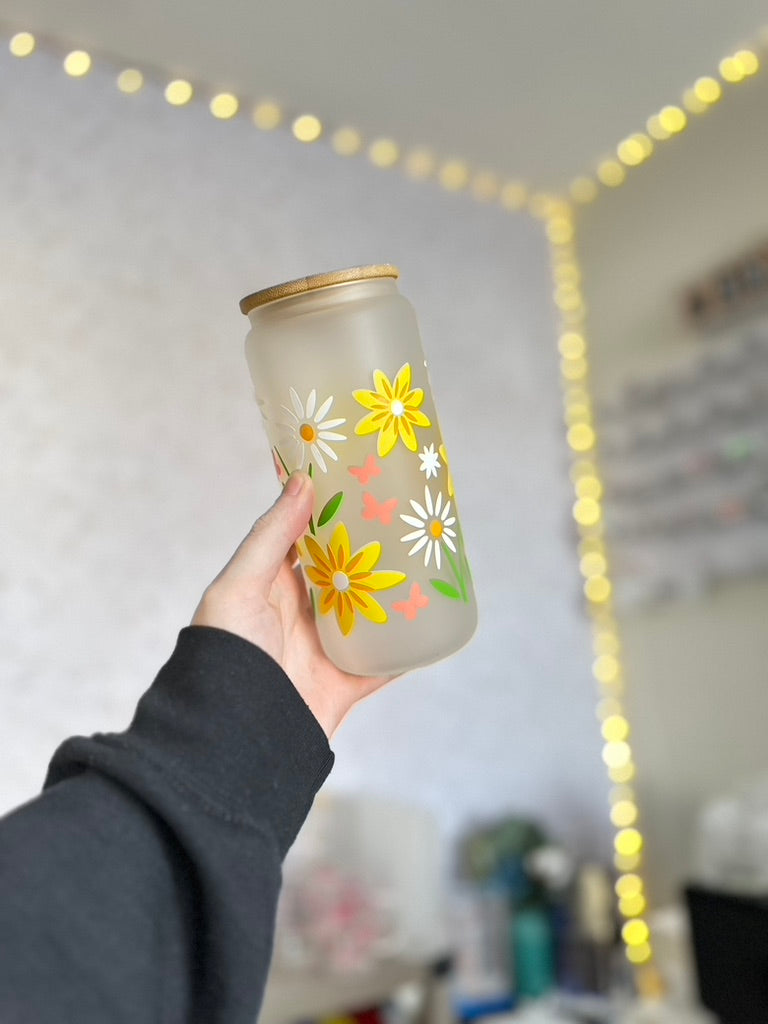 Summer Meadow | VINYL | 20 oz Libbey Can Glass with Bamboo Lid & Straw