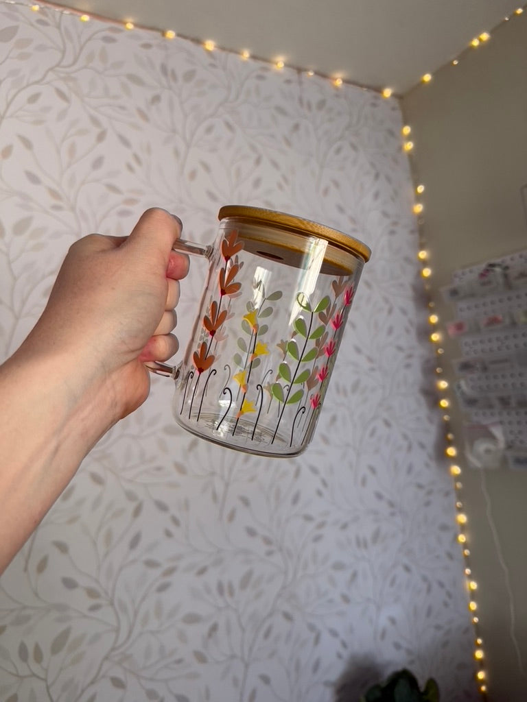 Wildflower | UVDTF | 15oz Mug with Handle, Bamboo Lid & Straw