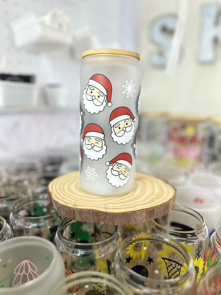 Santa | VINYL | 20 oz Libbey Can Glass with Bamboo Lid & Straw