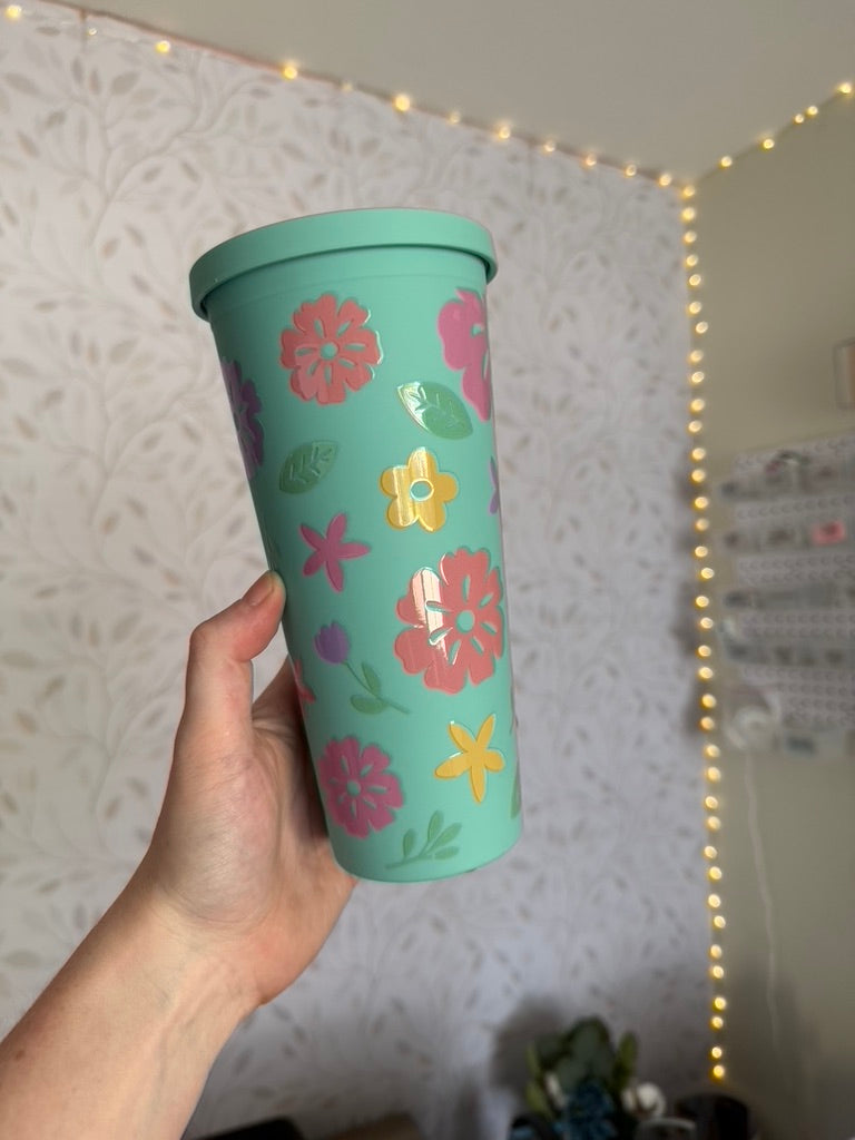 Spring Floral | UVDTF | 24oz Matte Acrylic Tumbler