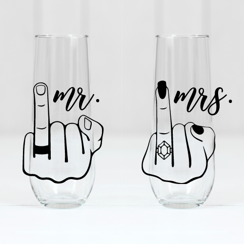 Mr. & Mrs. | UVDTF | 10oz Stemless Flute Glass