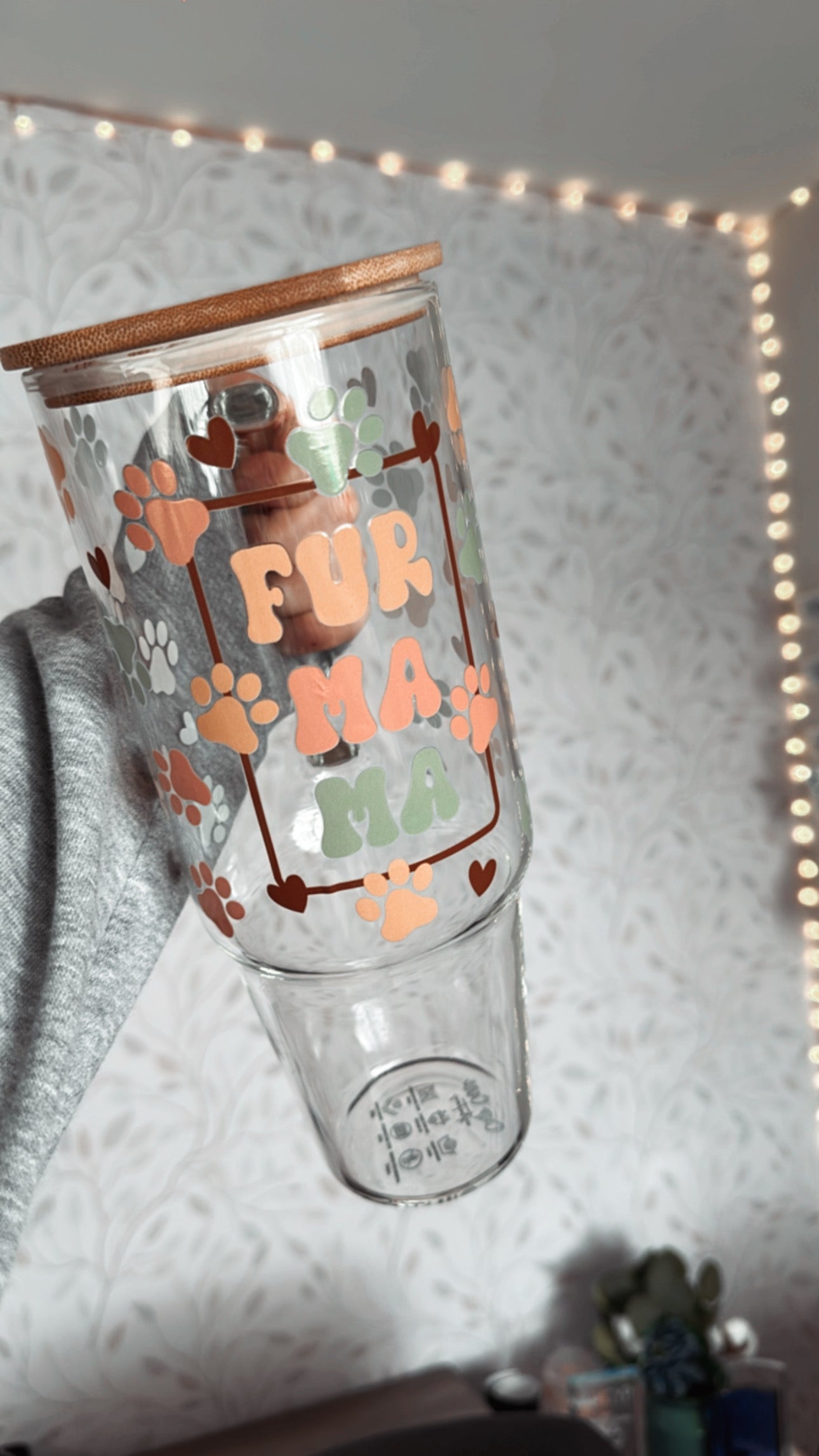Fur Mama | UVDTF | 40 oz Glass Tumbler with Bamboo Lid & Straw