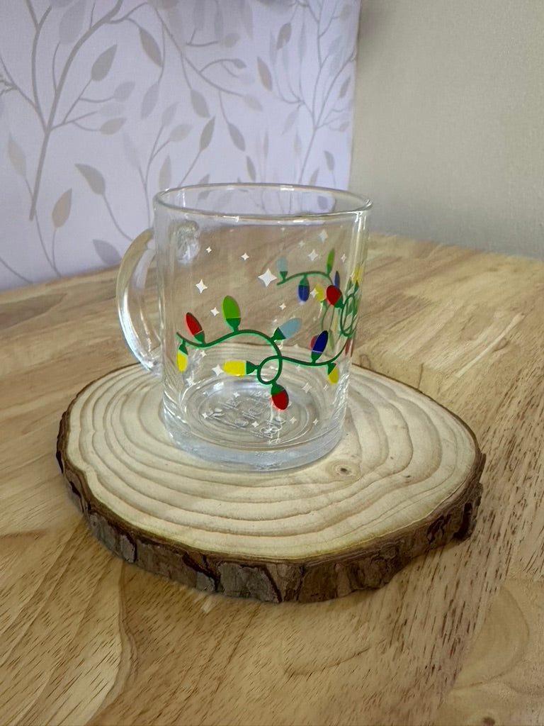Christmas Lights | VINYL | 12 oz Clear Coffee Mug