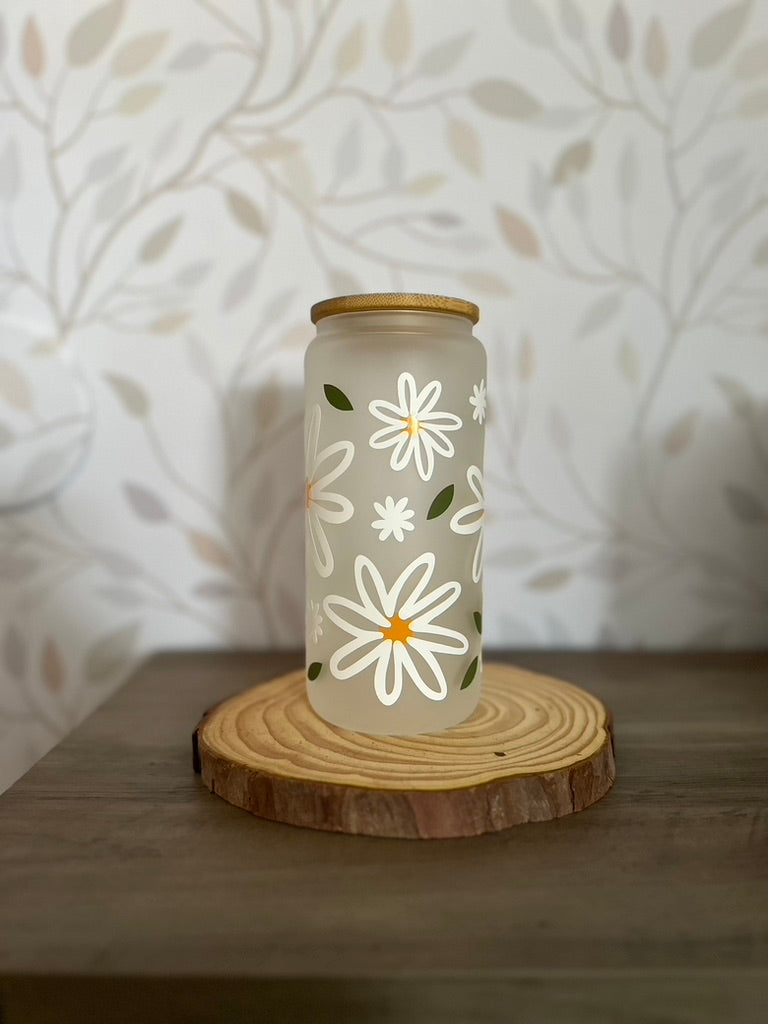 Daisy | VINYL | 20 oz Libbey Can Glass with Bamboo Lid & Straw