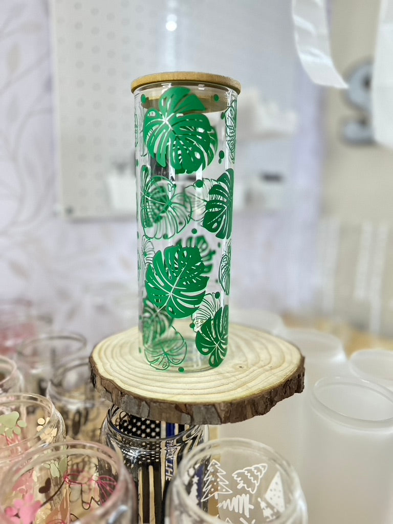 Monstera | VINYL | 25oz Skinny Glass Tumbler