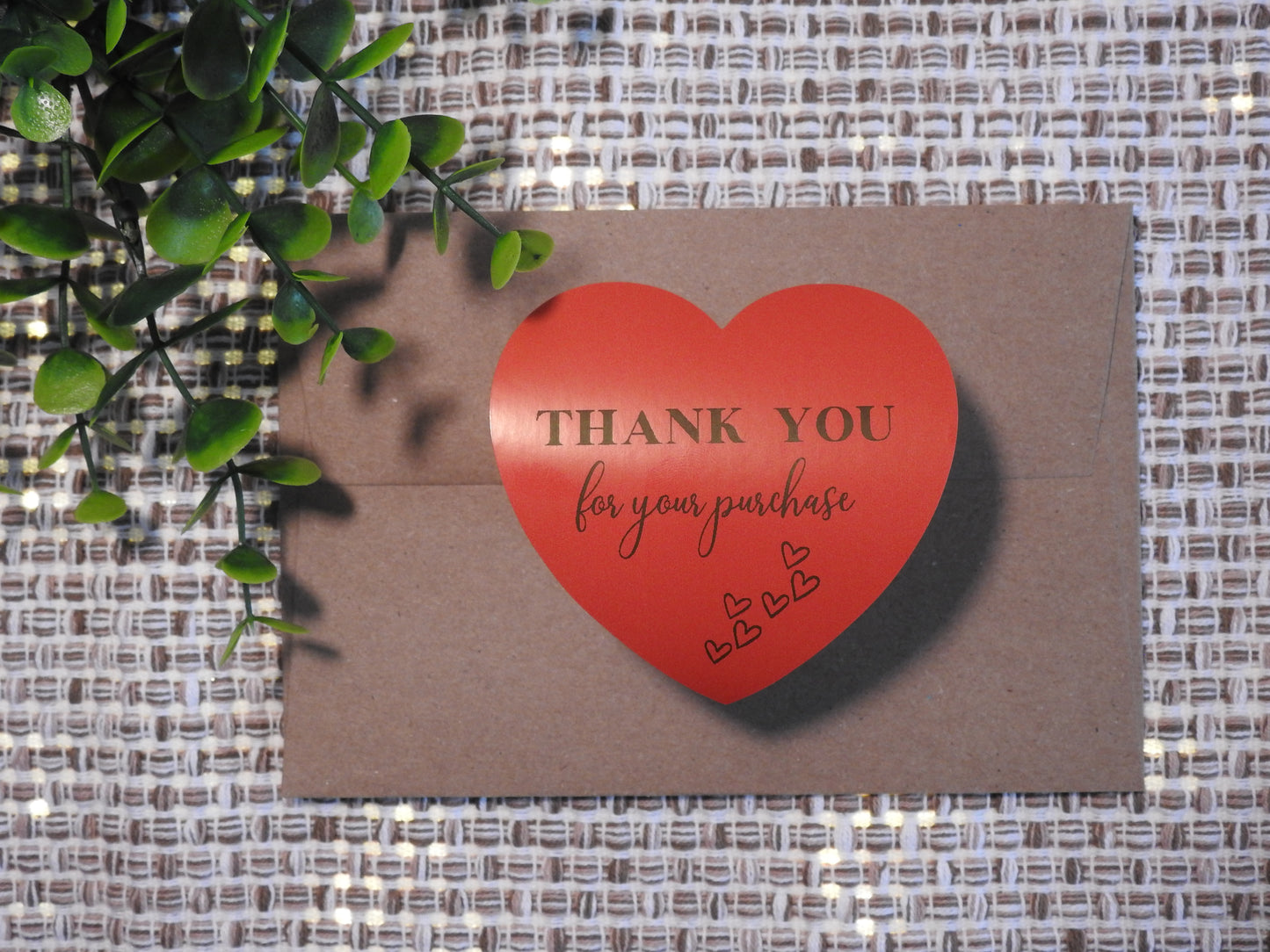 3" Heart Shaped Thank You Sticker | Happy Mail | Small Business Shipping Stickers