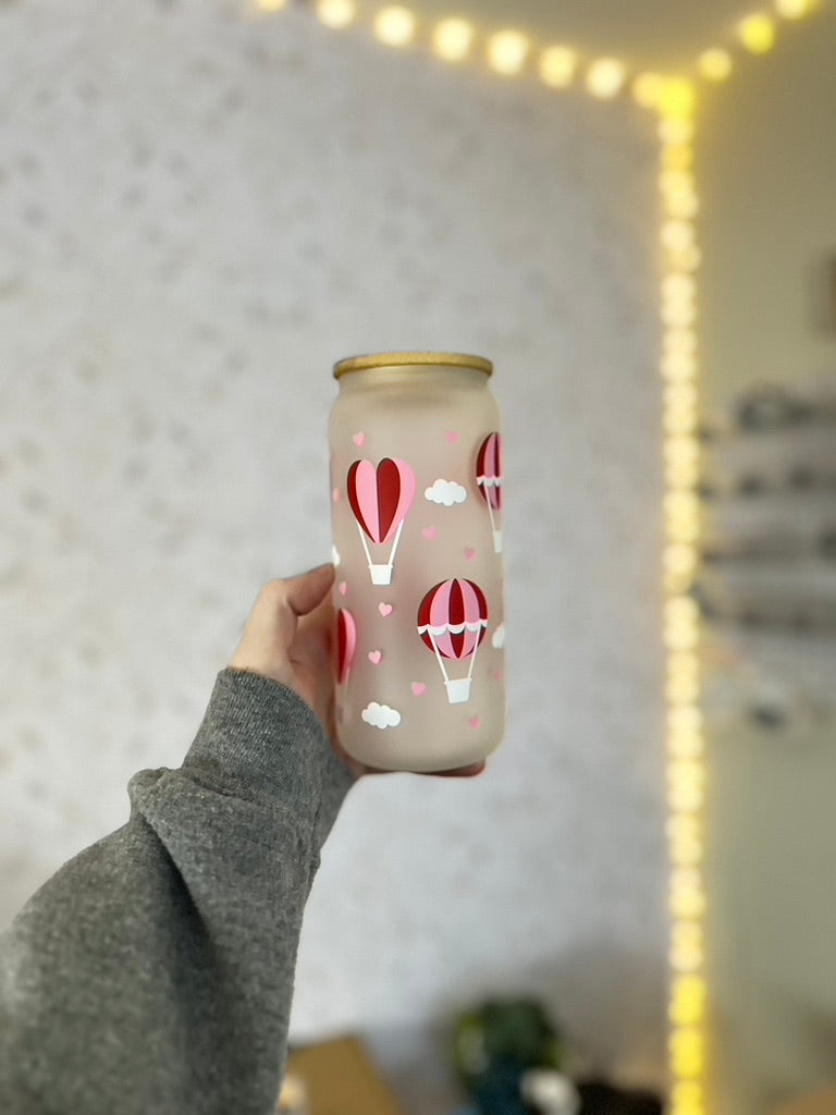 Hot Air Balloons | UVDTF | 20 oz Libbey Can Glass with Bamboo Lid & Straw