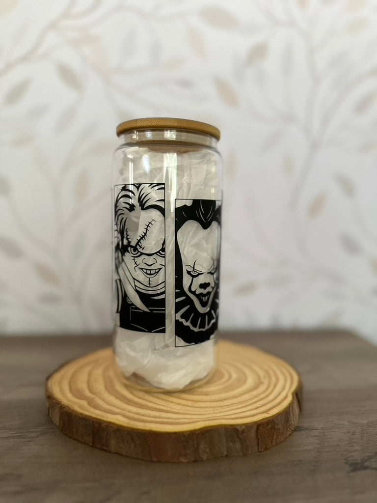 Horror Movies | VINYL | 20 oz Libbey Can Glass with Bamboo Lid & Straw