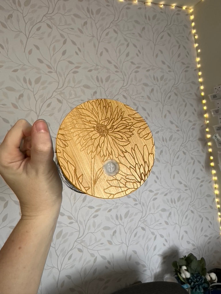 Chrysanthemums | UVDTF | 40 oz Glass Tumbler with Bamboo Lid & Straw