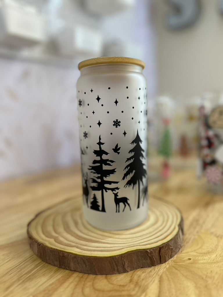 Winter Woodland | VINYL | 20 oz Libbey Can Glass with Bamboo Lid & Straw