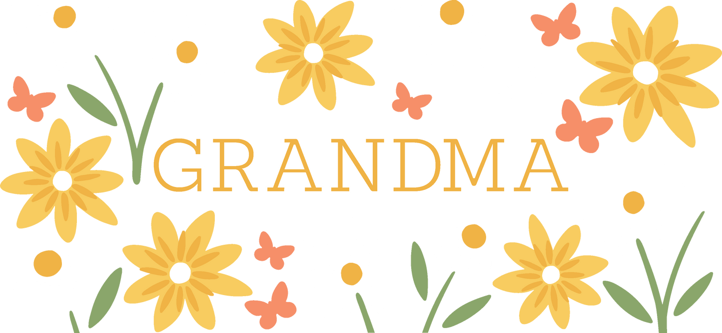 Summer Meadow - Grandma | UVDTF | 40 oz Glass Tumbler with Bamboo Lid & Straw