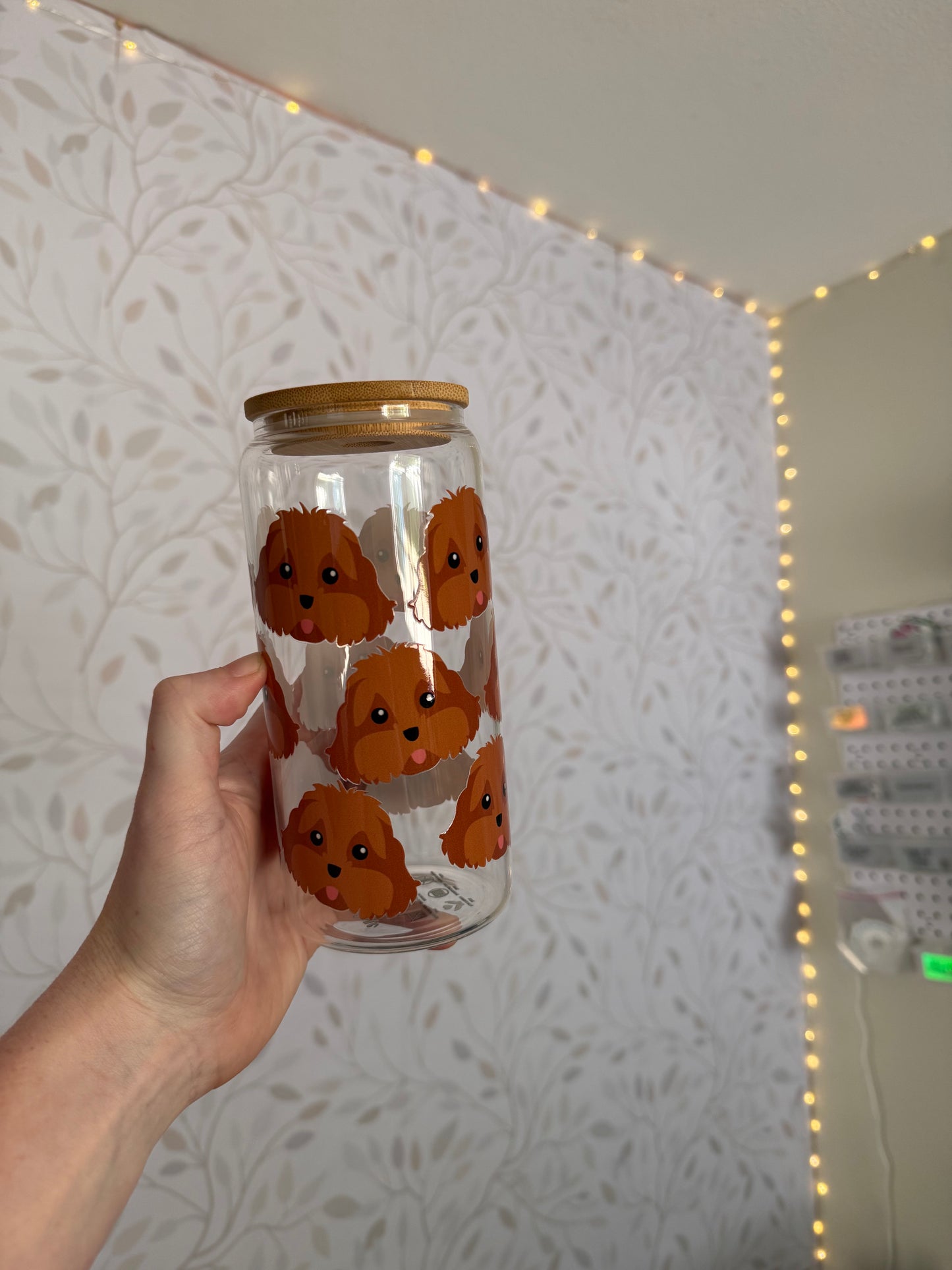 Cavapoo | UVDTF | 20 oz Libbey Can Glass with Bamboo Lid & Straw