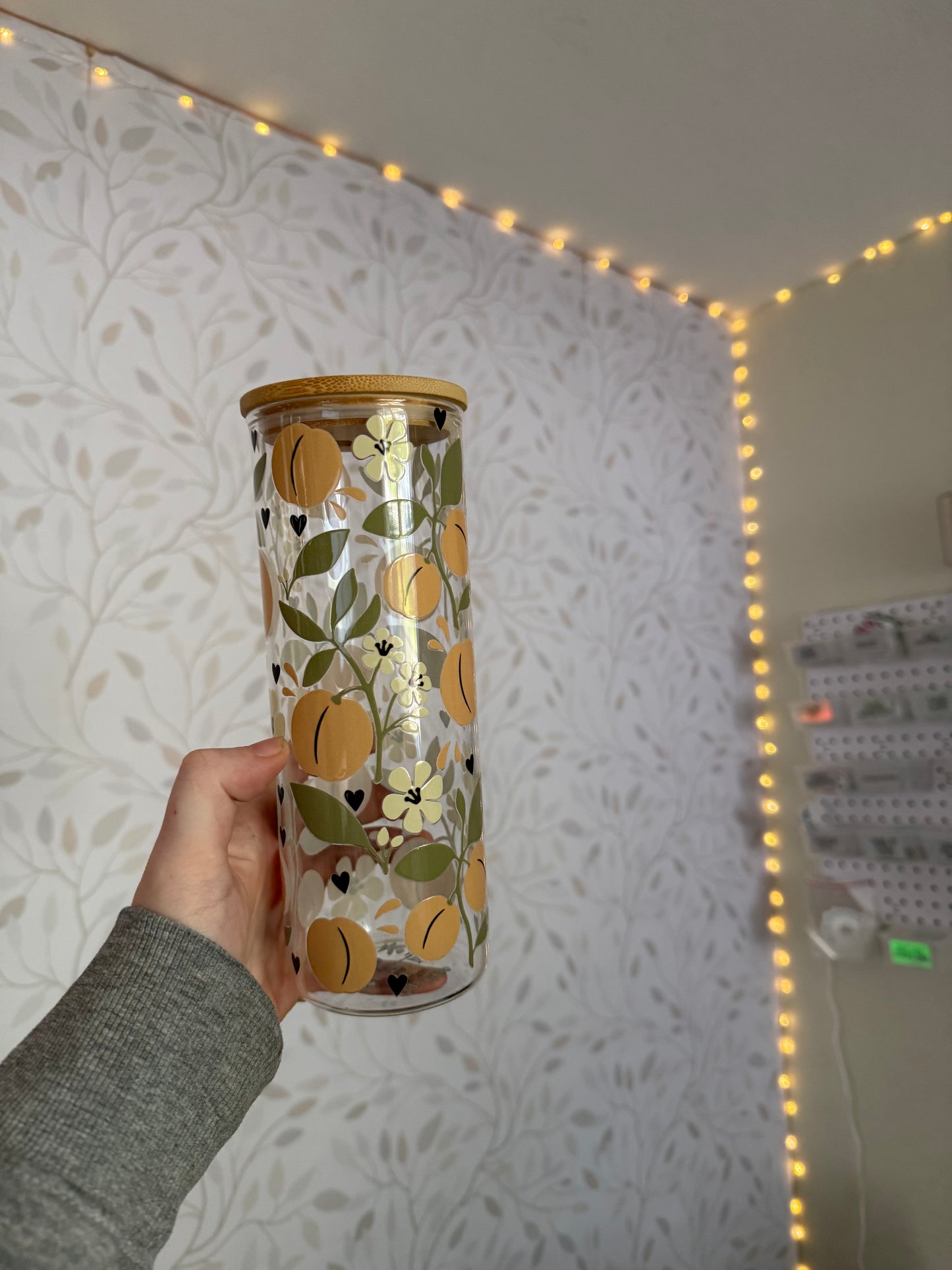 Peaches | UVDTF | 25oz Skinny Glass Tumbler