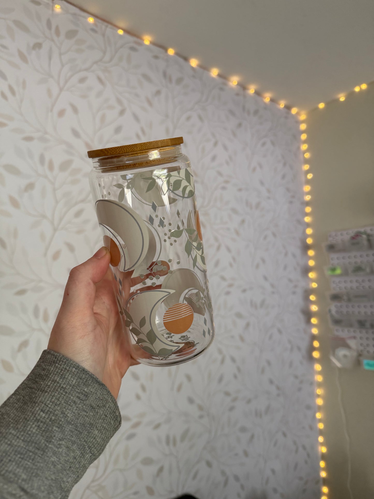 Boho Eclipse | UVDTF | 20 oz Libbey Can Glass with Bamboo Lid & Straw
